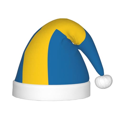 sttung Weihnachtsmütze mit schwedischer Flagge, Weihnachtsmannmütze, Unisex, Weihnachten, Neujahr, Urlaub, Partyzubehör, Dekorationen von sttung