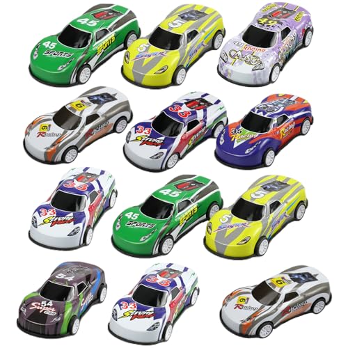 suaywo 12 Stück Stunt Spielzeugauto Metall Kleine Spielzeugautos mit Rückzug Mini Rennauto Mini Auto Set Rennauto Aufziehautos für Kleinkinder Jungen Mädchen Spielzeug Geschenk von suaywo