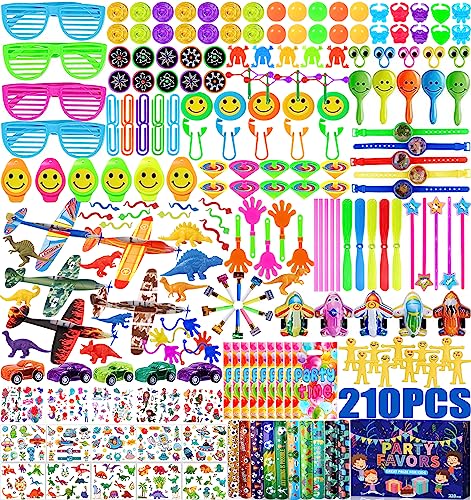 Purpledi Mitgebsel Kindergeburtstag gastgeschenke 210pcs Party Give Aways Kleine Geschenke für Kinder,Mit Tattoo Kinder,Regenbogenspirale,Schnapparmband,Party Favor Spielzeug Goodie Bag Füllstoffe von sufe