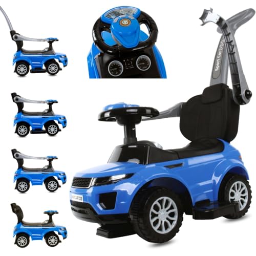 4in1 Kinderauto Rutschauto ab 2 Jahre und Schiebeauto mit Hupe und Musik, Rutschauto mit Stauraum unter dem Sitz, Spielzeugauto ab 2 Jahren (Blau) von sun baby