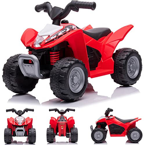 Kinder Elektroauto Quad, 3km/h, Kinderquad, Rutschauto fur Kinder ab 18 Monaten, Led Lampe, Spielzeug, Electroroller (Rot) von sun baby