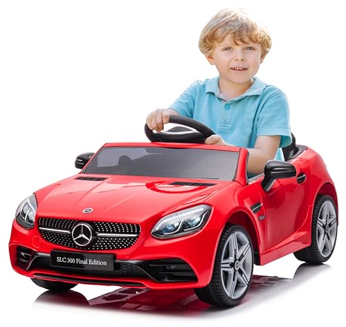 Mercedes Kinder Elektroauto, Elektro Kinderauto im Alter von 3 Jahren, Motorleistung 2x30W, Lenkrad mit Sound, Sicherheitsgurte (Rot) von sun baby