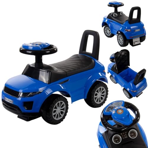 Rutschauto ab 1 Jahr, Kinderauto ab 12 Monaten, Baby Auto, Lauflernhilfe mit Hupe und Motorengeräuschen (Blau) von sun baby