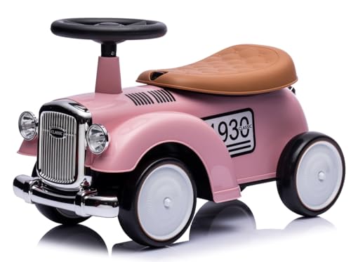 Rutschauto ab 1 Jahr Retro Classic, Rutschauto Indoor, Auto Kinder, Baby Auto, Gehhilfe mit Horn (Rosa) von sun baby