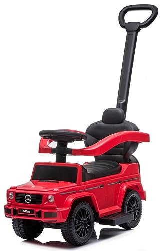 Rutschauto ab 1 Jahr mit Schubstange, Mercedes G mit Schubstange, Kinderauto, Baby Auto (Rot) von sun baby