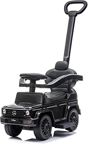 Rutschauto ab 1 Jahr mit Schubstange, Mercedes G mit Schubstange, Kinderauto, Baby Auto (Schwarz) von sun baby