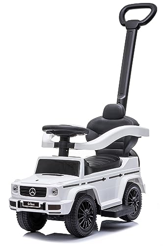 Rutschauto ab 1 Jahr mit Schubstange, Mercedes G mit Schubstange, Kinderauto, Baby Auto (Weiß) von sun baby