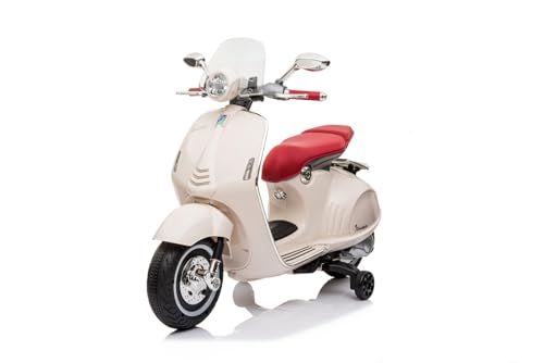 Vespa Kinder Elektroroller, Elektro Kinderroller ab 18 Monaten, Kindermotorrad Elektrisch, Elektrofahrzeuge 1x35W, 3km/h (Weiß) von sun baby