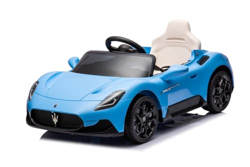 sun baby Kinderfahrzeug ab 3 Jahren Maserati GT Cabrio, Kinderauto mit Lichtfunktionen, Fernbedienung, MP3-Player, USB, Bluetooth (Blau) von sun baby