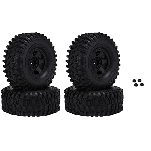 sunree 4 STÜCKE 130 Mm Kunststoff 2.2 Beadlock Felge Reifensatz für 1/10 RC Crawler Auto Axial SCX10 Wraith RR10 Capra , Schwarz von sunree