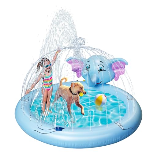 suokoun 160CM Splash Pad, Sprinkler Kinder mit Antirutschfunktion, Sommer Garten Sprinkler Wasser-spielmatte Wasserspielzeug für Baby, Kinder, Hund und Haustiere von suokoun