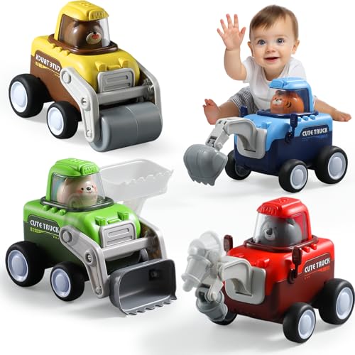 Autospielzeug für Kleinkinder (4er-Pack), Spielzeuglastwagen für Kleinkinder, Baufahrzeuge, Kleiner Zug (Kleiner Zug) Finger ca (Bauwagen) von super winner