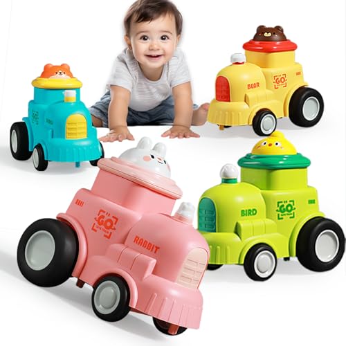 super winner Car Toys for Toddlers (4 Pack),Toy Trucks for Toddlers, Construction Vehicles, Small Train (Kleiner Zug) von super winner