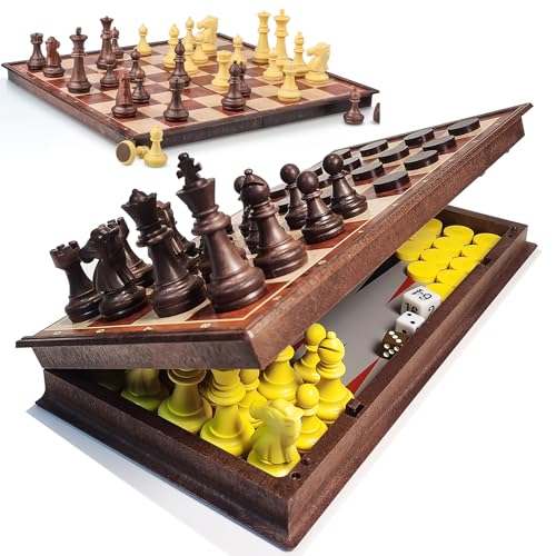 Super Winner 12.5 Inch Large Chess Set 3 in 1 B-L von super winner