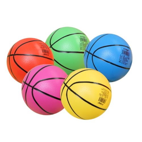 susiodeu 5 Stück praktisches Spielzeug, aufblasbarer kleiner Ball für Sportspaß überall, PVC, klopfende Spielzeugbälle, Lederball, 15,2 cm, Basketball von susiodeu