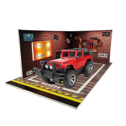 Syayw Miniatur-Autoparkplatz, Miniatur-Autovitrine, Modellauto im Maßstab 1:24, mit LED-Licht, Sammlergarage für Automodelle von syayw