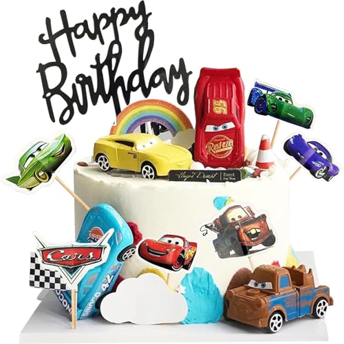 sylbx 26 Stück Cars Kuchendekorationen,Cars Torte Topper,Auto Cake topper Kinder,Kindergeburtstag Party Kuchendekoration,Geburtstag Kuchen Deko,Kuchendekoratione,Geburtstag Tortendeko Cars von sylbx