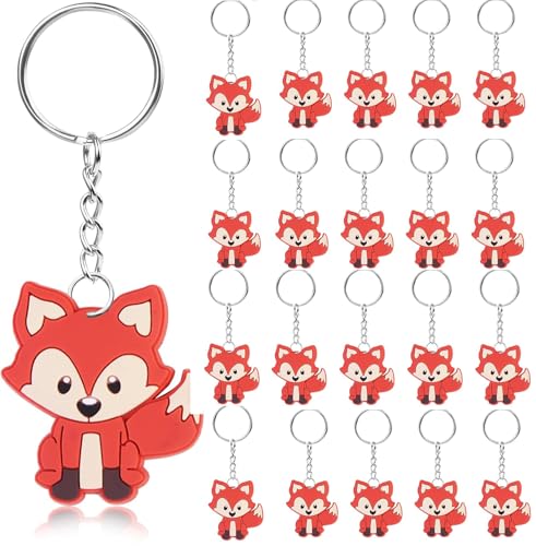 sylbx 30 Stück Schlüsselanhänger für Kinder,Cute Animal Keychains für Kinder,Fuchs-Schlüsselring,Tier Schlüsselanhänger,Tierschlüsselanhänger der Karikatur,Kinderggeburtstag Party Mitgebsel von sylbx