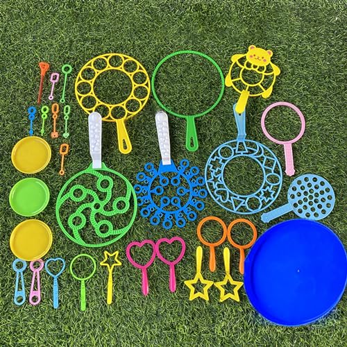 sylbx 31 Stück Bubble Maker Spiele,Großer Seifenblasenstab,Einstellen Seifenblasen,Große Seifenblasen Set Kinder,Zauberstab Einstellen Seifenblasen,Ideal für Kindergeburtstage,Partys,Hochzeiten von sylbx