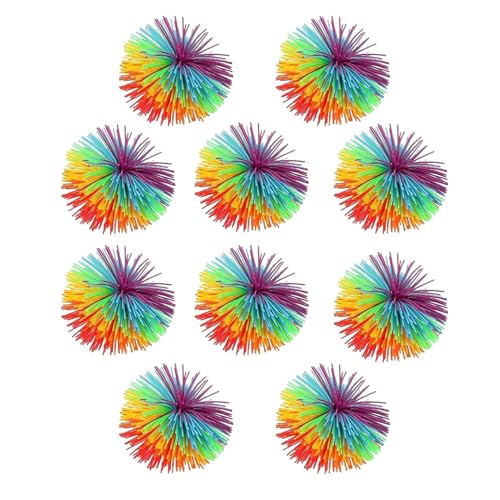 Sensorische Bälle, 10 x Silikon-Quetschbälle, Affen-Bälle, weiche Bommel, Hüpfball, Entspannung, Quetschball-Spiel, buntes Regenbogen-elastisches Fidget-Spielzeug für Büro, Schule, Reisen, Entspannung von szaluyk