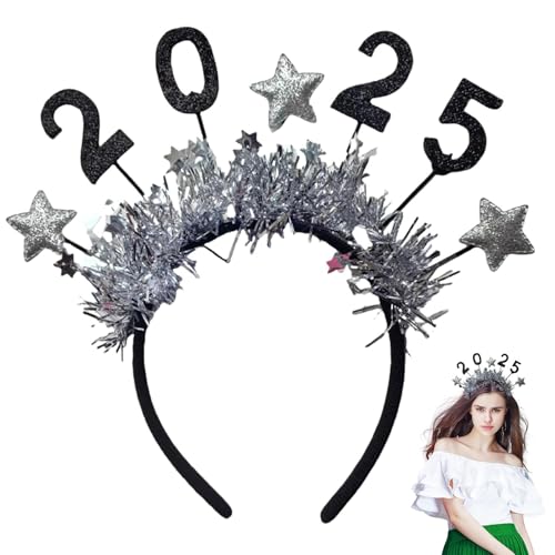 szaluyk 2025 Happy New Year Star Stirnband | 2025 Happy New Year Stirnbänder Tiara | Stern Stirnband Weihnachten Haarband | Silvester Haarschmuck für Weihnachten 2025 Silvester Party Supplies von szaluyk