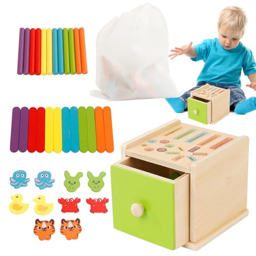 szaluyk Farbsortierspielzeug für Babys, Lernspielzeug zum Sortieren von Farbformen - Passende Münzbox - Pädagogische passende Boxblöcke, sensorische passende Münzbox aus Holz für Kinder, und Mädchen von szaluyk