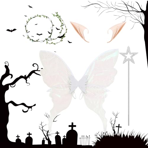 szaluyk Feenflügel Kostüm Set - Halloween Kinderkostüm Mit Schmetterlingsflügeln - Verkleidungszubehör Mit & Ohren Für Frauen Mädchen Teens szaluyk Feenflügel Kostüm Set - Halloween Kinderkostüm Mit Schmetterlingsflügeln - Verkleidungszubehör Mit & Ohren Für Frauen Mädchen Teens von szaluyk