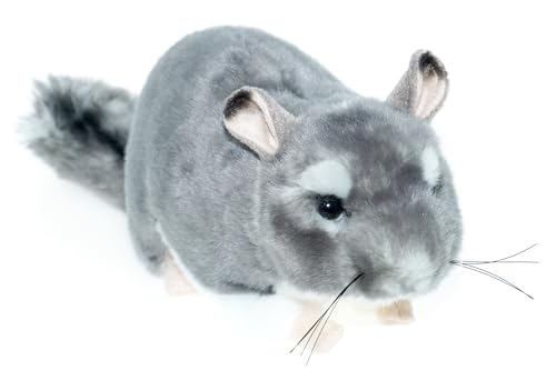 tachi Kuscheltier, Plüschtier Chinchilla grau weiß, Stofftier liegend 24 cm von tachi