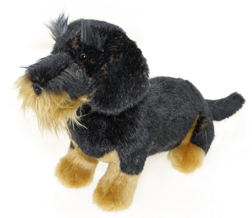 tachi Kuscheltier Hund Dackel sitzend, Plüschtier Dachshund braun schwarz, Plüschtier 30 cm von tachi