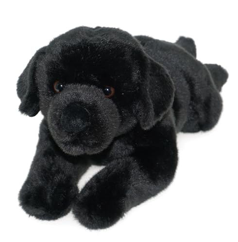 tachi Liegender Plüschtier Hund, Kuscheltier Labrador dunkel braun Stofftier groß 40 cm von tachi