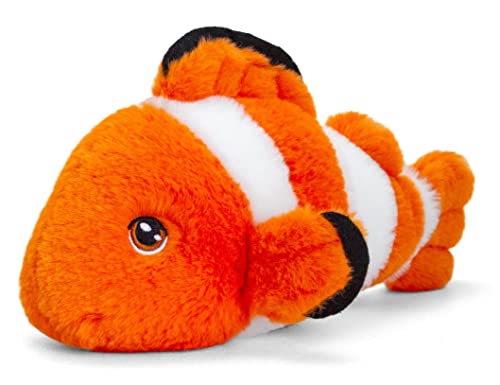 tachi Plüschtier Clownfisch orange weiß, Kuscheltier Fisch mit Streifen, Stofftier groß 28 cm von ZYZYZK