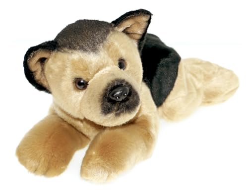 tachi Plüschtier Hund, Kuscheltier liegender Schäferhund schwarz braun, Stofftier Welpe 30 cm von tachi