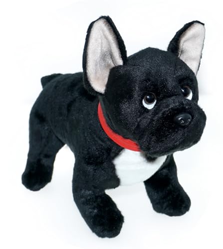 tachi Plüschtier Hund, französische Bulldogge, schwarz, Kuscheltier mit Halsband, Stofftier stehend 33 cm von tachi