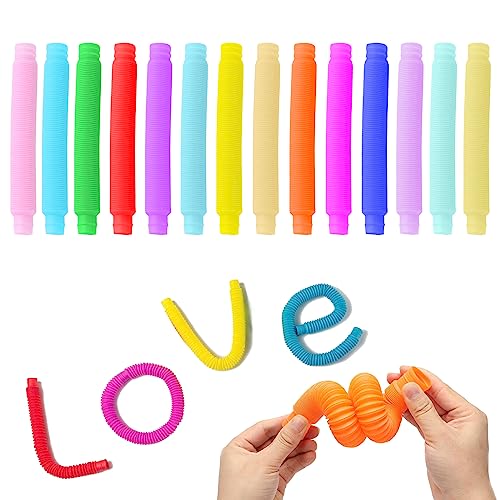 14 Stücke Pop Tubes,Mini Pop Röhren Sensorik Spielzeug,Bunt Sensorik Spielzeug Mini Pop Röhren,Pop Röhren Zappel Spielzeug,Jugendliche Und Erwachsene Pop Tube Toys Sensorisches Spielzeug für Stress von talifoca