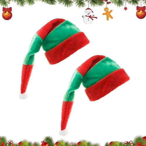 tangger 2PCS weihnachtsmütze erwachsene christmas hats Nikolausmütze weihnachtsmütze plüsch weihnachtshut weihnachts mützen weihnachts mütze nikolaus mütze santa mütze weihnachtshut(30x70cm) von tangger