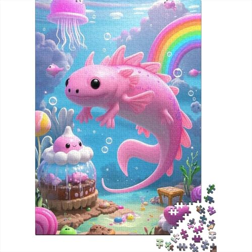 Axolotl Puzzle 1000-teilige Schwer Puzzle Spielzeug Lernspiel Impossible Herausforderungsspielzeug Für Erwachsene Kinder 1000pcs (75x50cm) von tanpiaoliang