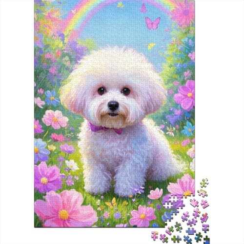 Bichon Frisé Puzzles 1000 Teile Schwer Puzzle Spielzeug Lernspiel Impossible Herausforderungsspielzeug Für Erwachsene Kinder 1000pcs (75x50cm) von tanpiaoliang