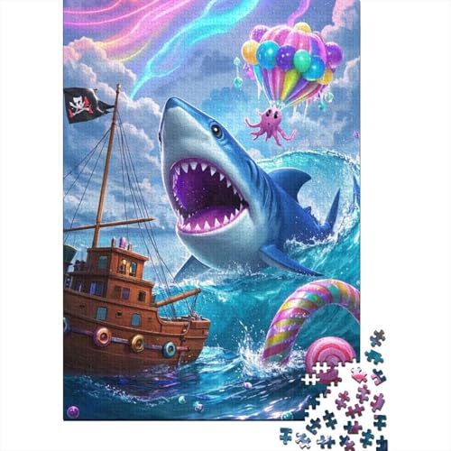 Hai Puzzle 1000 Teile Schwer Puzzle Spielzeug Lernspiel Impossible Herausforderungsspielzeug Für Erwachsene Und Kinder Ab 14 Jahren 1000pcs (75x50cm) von tanpiaoliang