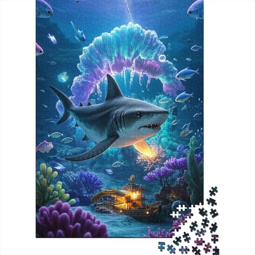 Hai Puzzle 1000-teilige Schwer Puzzle Spielzeug Pädagogisches Spiel Impossible Herausforderungsspielzeug Für Erwachsene Kinder 1000pcs (75x50cm) von tanpiaoliang