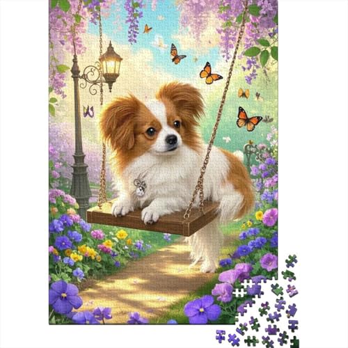 Papillon Welpe Puzzle 1000 Teile Schwer Puzzle Spielzeug Lernspiel Impossible Herausforderung Spielzeug Für Erwachsene Kinder 1000pcs (75x50cm) von tanpiaoliang