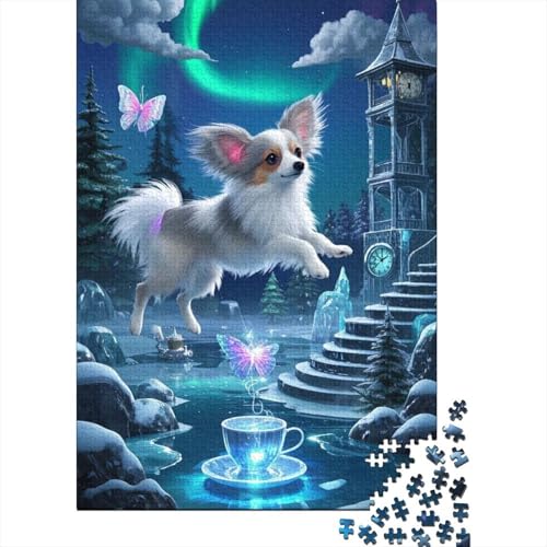 Papillon Welpe Puzzle 1000-teilige Schwer Puzzle Spielzeug Lernspiel Impossible Herausforderung Spielzeug Für Erwachsene Und Kinder Ab 12 Jahren 1000pcs (75x50cm) von tanpiaoliang