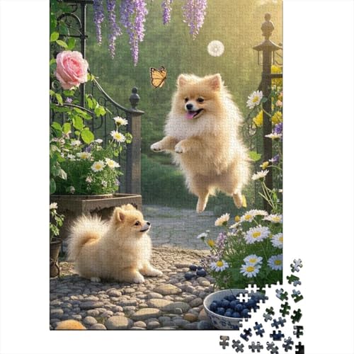 Pomeranian Welpe Puzzle 1000 Teile Schwer Puzzle Spielzeug Pädagogisches Spiel Impossible Herausforderung Spielzeug Für Erwachsene Kinder 1000pcs (75x50cm) von tanpiaoliang