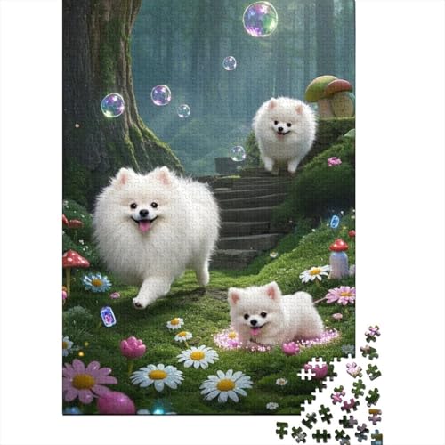 Pomeranian Welpe Puzzles 1000 Teile Schwer Puzzle Spielzeug Lernspiel Impossible Herausforderung Spielzeug Für Erwachsene Und Kinder in Bewährter 1000pcs (75x50cm) von tanpiaoliang