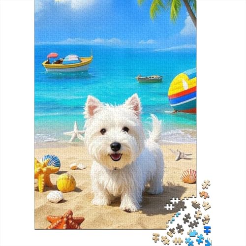 West Highland White Terrier Puzzle 1000 Teile Schwer Puzzle Spielzeug Lernspiel Impossible Herausforderungsspielzeug Für Erwachsene Kinder 1000pcs (75x50cm) von tanpiaoliang