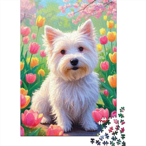 West Highland White Terrier Puzzle 1000 Teile Schwer Puzzle Spielzeug Lernspiel Impossible Herausforderungsspielzeug Für Erwachsene Und Kinder Ab 12 Jahren 1000pcs (75x50cm) von tanpiaoliang