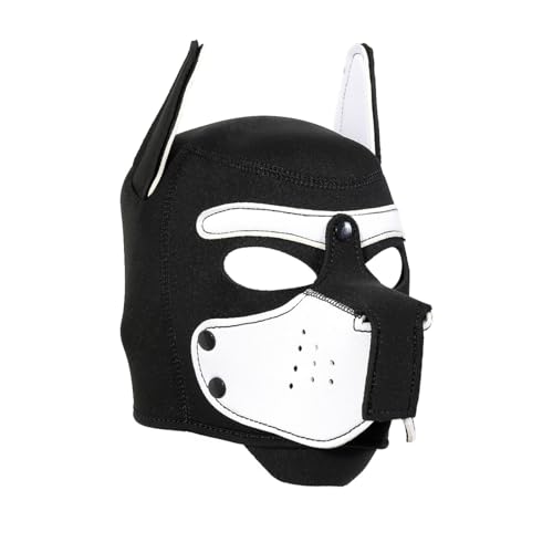 Die taucherstoffe Weiche-Hundemaske mit Ohren, Welpenmaske für Cosplay-Party-Maskerade Set, Freie Kombination，Verstellbare Vollgesichtsmaske mit Ohren，Party-Kostüm (Weiß) von taxekoz