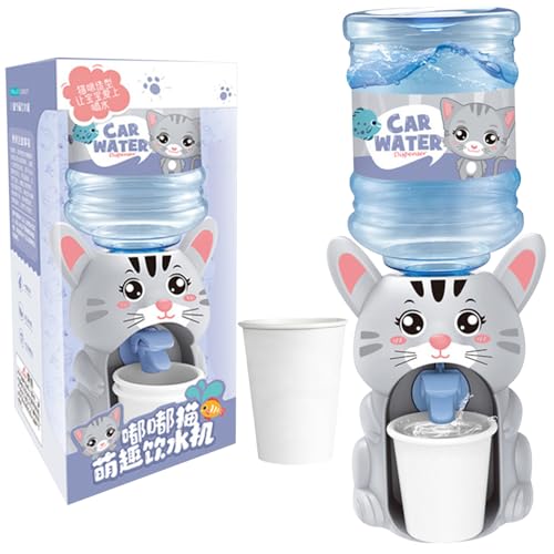 Küche Playsets Mini Wasserspender für Kinder süße Cartoon Tier Mini -Getränkspender tun Spielspielzeug mit 2 Tassen tragbare abnehmbare Wasserbrunnen Spielzeug für Kinder Geschenkkatze von tddouck