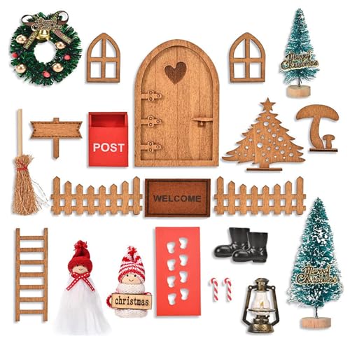 Möbelfee Tür für Weihnachtsdekorationen 23pcs/Set Elf Tür 1:12 Puppenhaus -Tür Feendekoration Plastik von tddouck