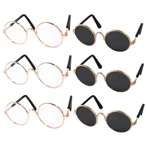 Puppenbrillen 6 Paare Metalldrahtpuppe Sonnenbrille Klassische Retro -Brillen Eyewear Mini Sonnenbrille für Handwerks Puppen Haustiere Kostüm Cosplay Foto Requisiten Kleidungszubehör Sets Sets von tddouck