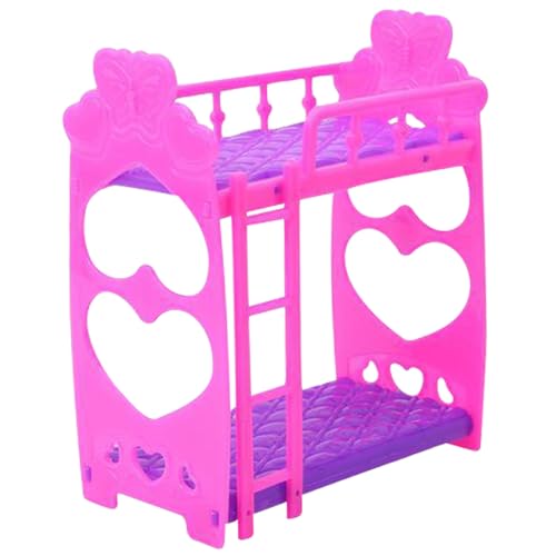 Spielzeugbett 1PC Doll House Möbel Doppelbet -Rahmen Plastik Kunststoffbett Schlafzimmer Möbelbett Set für Kelly Dolls Dollhouse Pink und lila 3,5 Zoll von tddouck